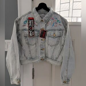 VINTAGE/NWT: Dakota Blue Denim Bejeweled Cropped Jacket